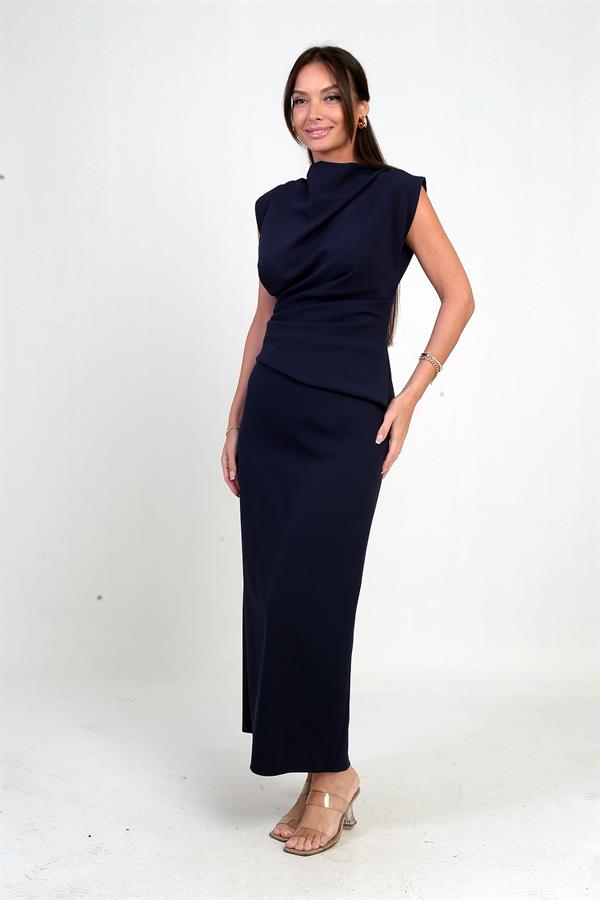 Robe midi drapée sur le devant pour femme