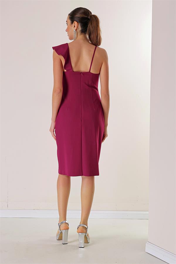 One-Shoulder Evening Dress with Front Slit