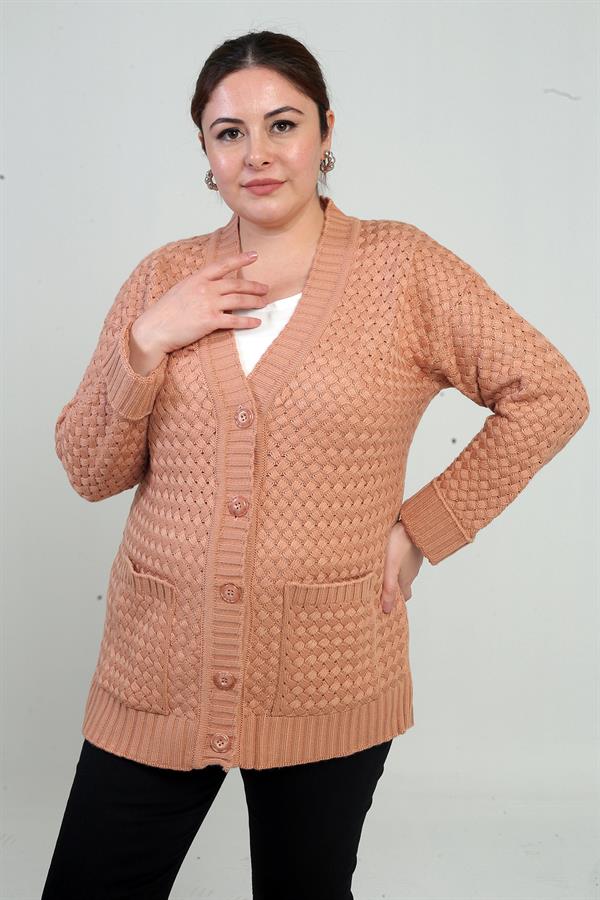 Gilet tunique à poches en maille panier pour femme