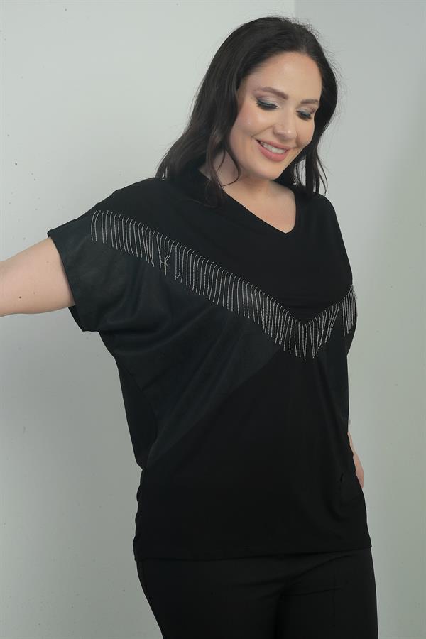 Blouse BB à col en V et manches chauve-souris avec chaîne pour femme