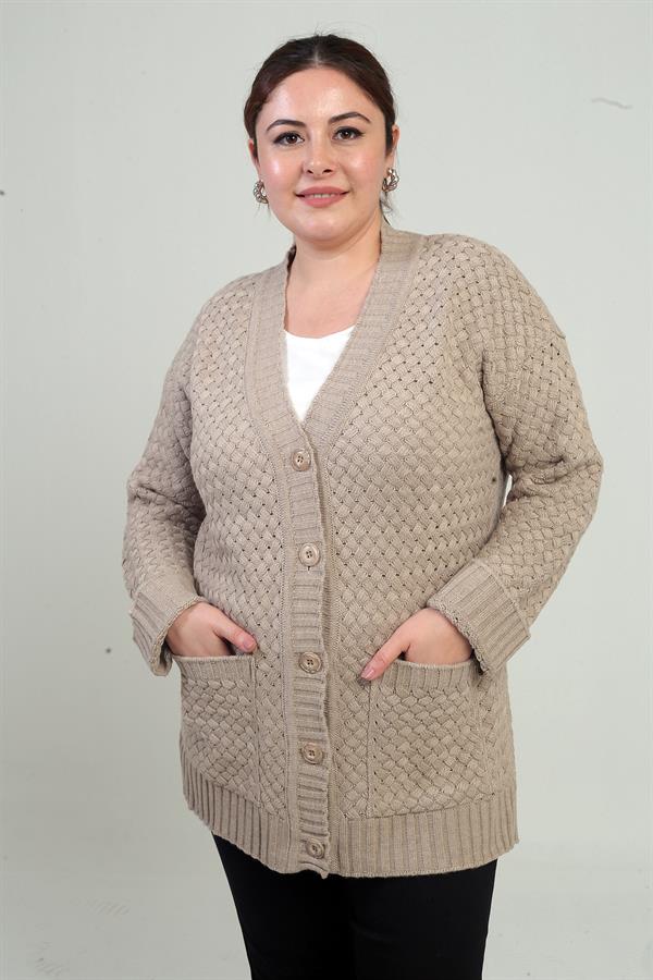 Gilet tunique à poches en maille panier pour femme