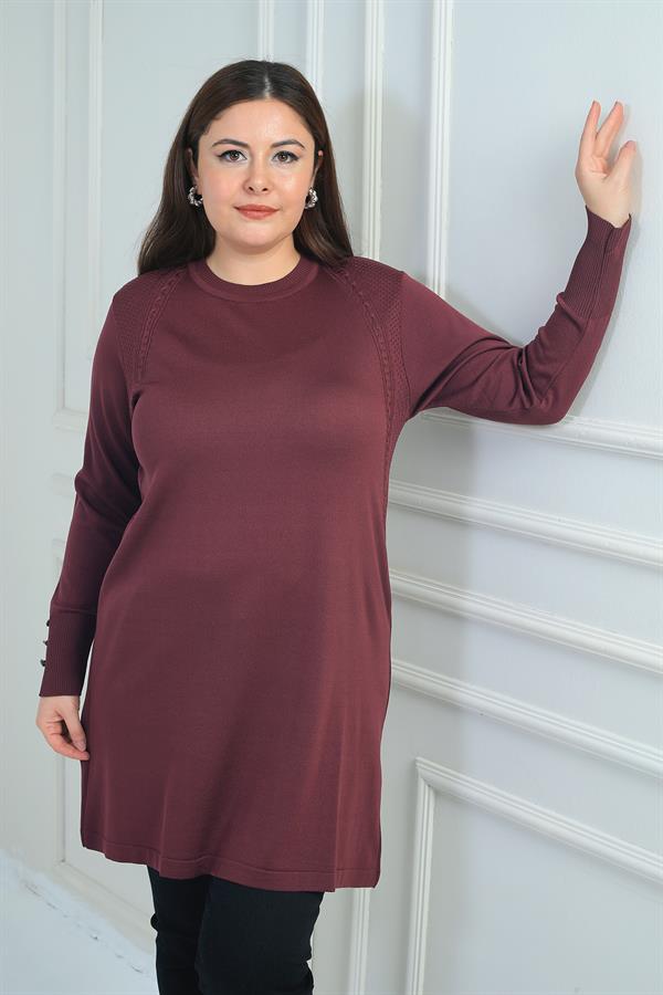 Tunique grande taille pour femme, ornée d'une tresse sur le devant, en fil froid.