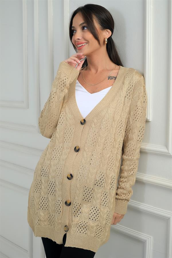 Gilet mercerisé décontracté à col en V et boutons pour femme