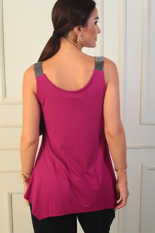 Women's Stone Stripe Strappy Relaxed Fit Asymmetrical Blouse