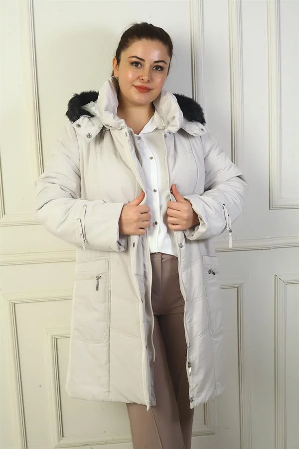 ANORAK DOUBLÉ DE DOUBLURE À CAPUCHE AMOVIBLE GRANDES TAILLES