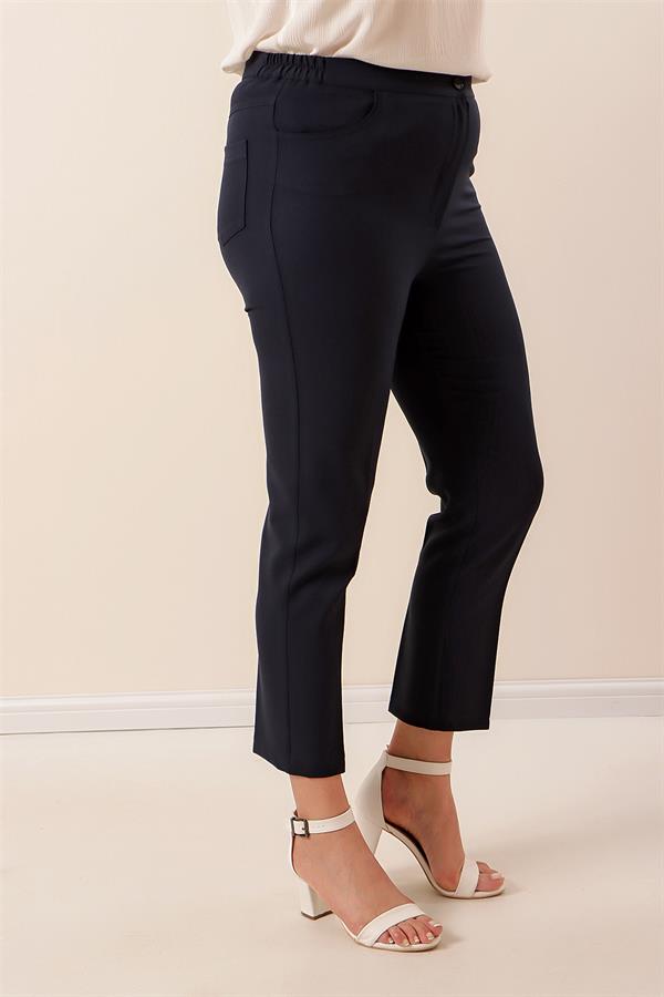 Pantalon grande taille avec taille élastique et tissu extensible