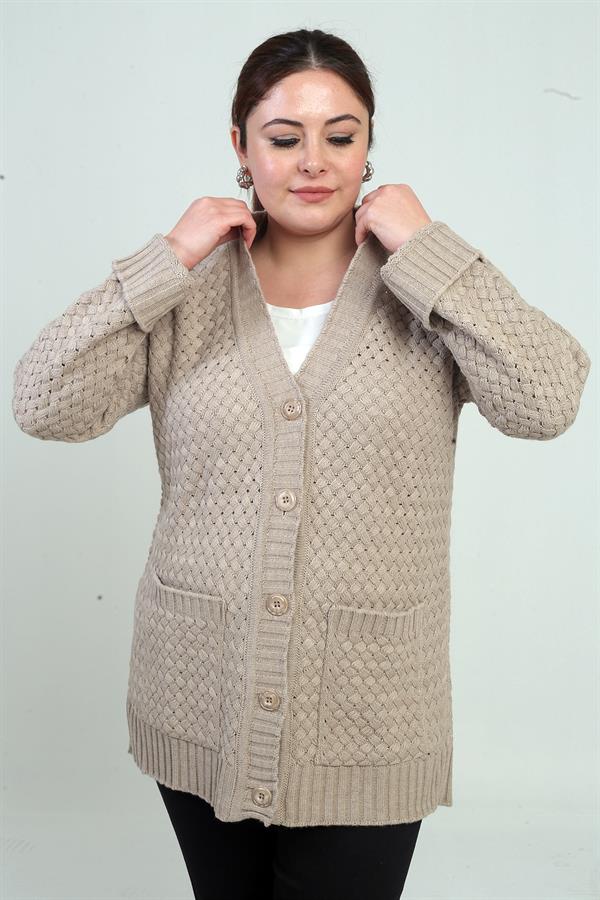 Gilet tunique à poches en maille panier pour femme