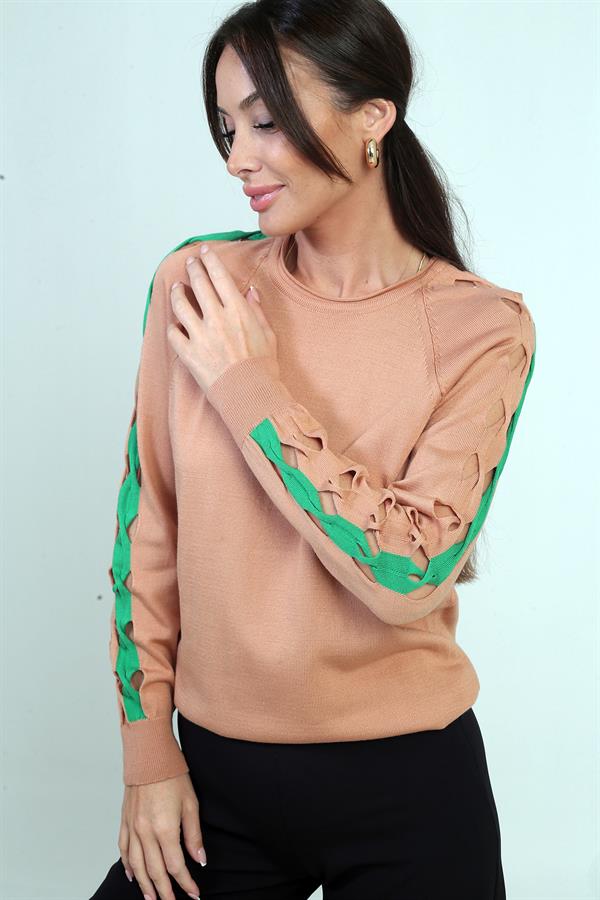 Women's Striped Sleeve Knit Blouse
