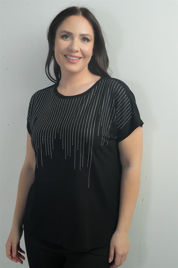 Blouse BB à col rond et imprimé pierre cascade sur le devant pour femme