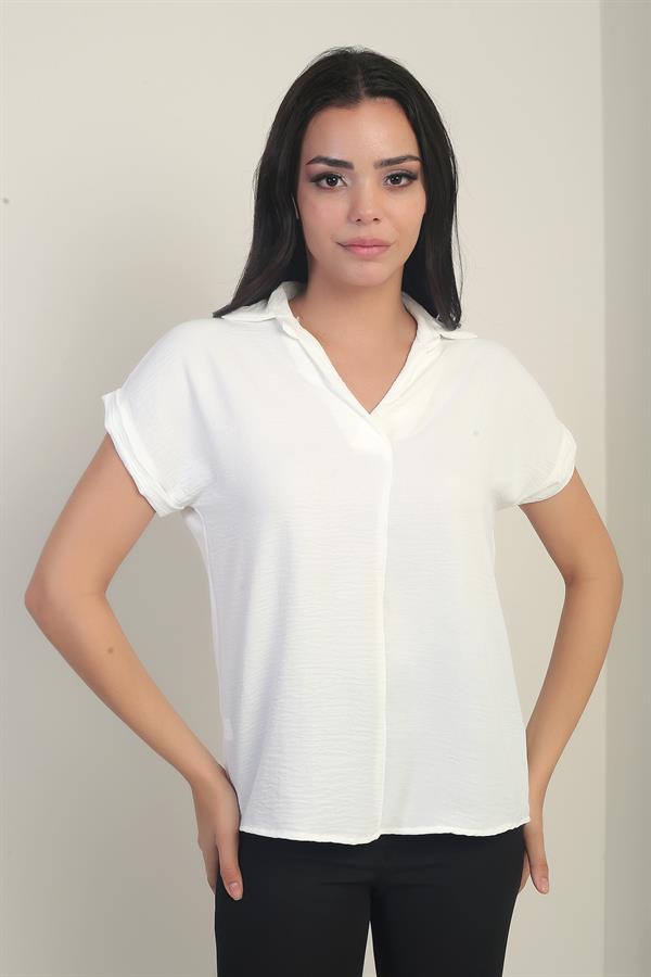 Polo Yaka Duble Kol Ayrobin Bluz