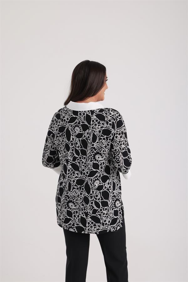 Women's Button-Neck Ethnic Pattern Plus Size Blouse