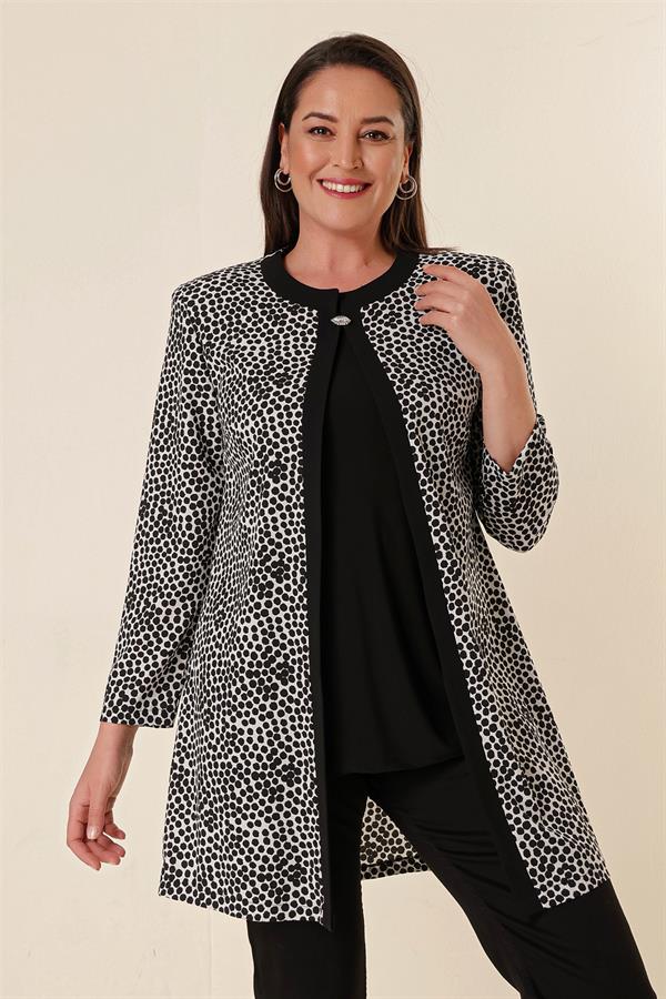 Ensemble deux pièces grande taille à imprimé léopard avec broche au col