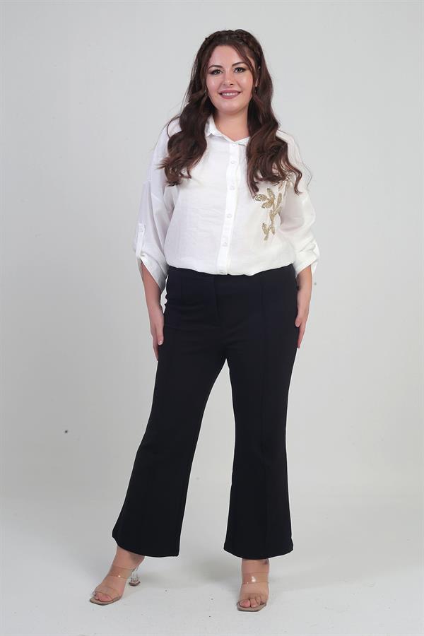 Pantalon palazzo grande taille en crêpe tricoté extensible à taille élastique pour femme