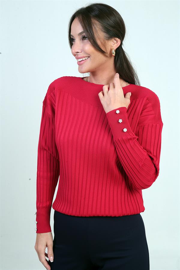 Chemisier en maille côtelée à boutons pour femme