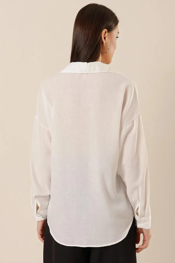 Single Pocket Oversized Seersucker Linen Shirt