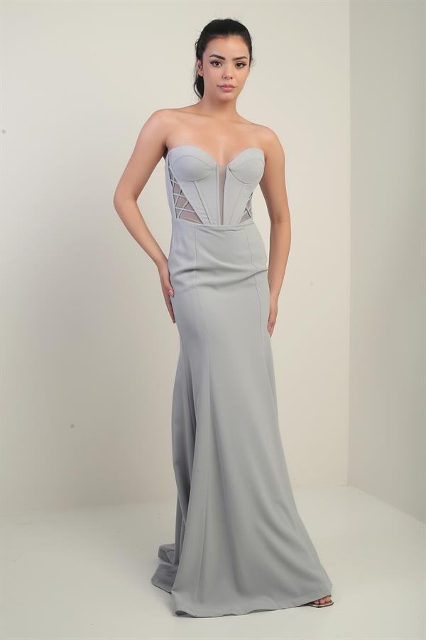 Robe de soirée longue sirène à bretelles, dos lacé, doublée et à armatures pour femme