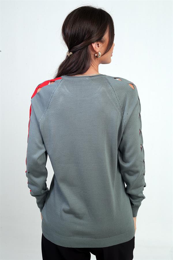 Women's Striped Sleeve Knit Blouse