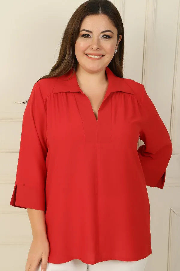 Chemisier BB à col polo et manches trois-quarts