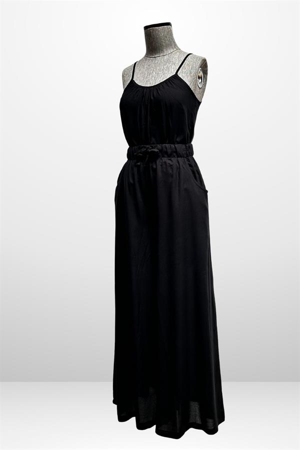 Ensemble 2 pièces : chemisier à bretelles pour femme avec taille élastique et poches, pantalon palazzo