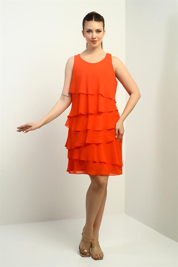 Women's Lined Layered Chiffon Dress