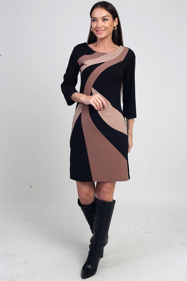 Robe courte doublée en crêpe à motifs géométriques pour femme