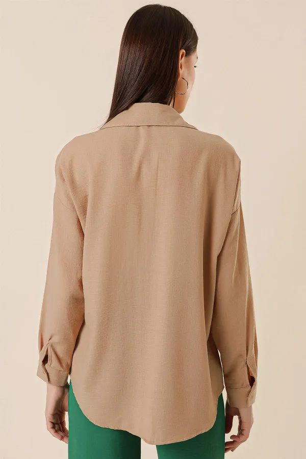 Single Pocket Oversized Seersucker Linen Shirt
