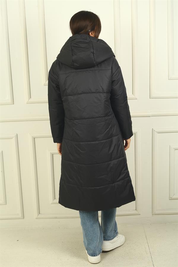 Hooded, Lined, Long, Oversize Puffer Jacket