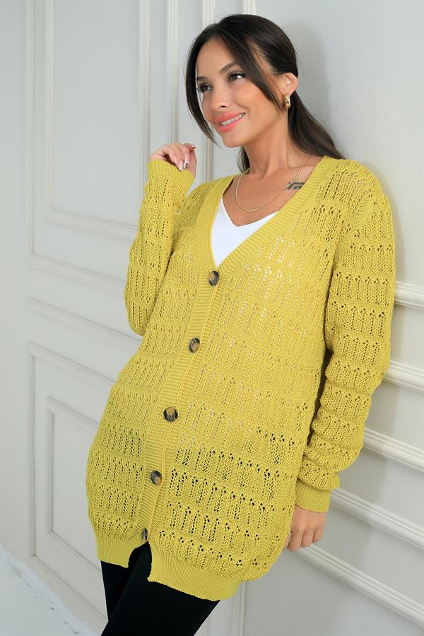 Gilet mercerisé décontracté à col en V et boutons pour femme