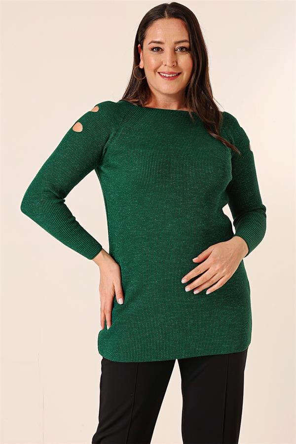 Pull tunique sport grande taille à épaules dénudées