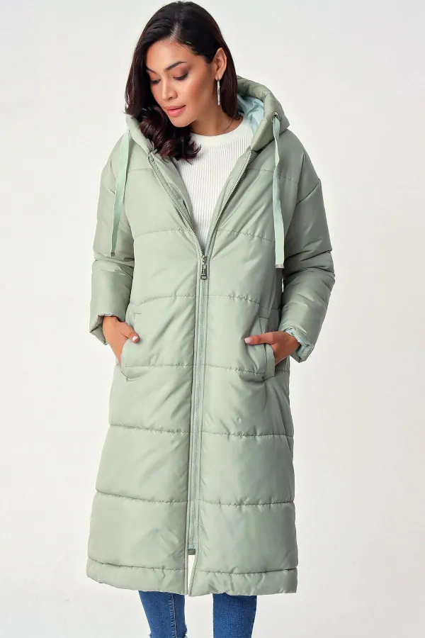 Hooded, Lined Long Oversized Puffer Coat