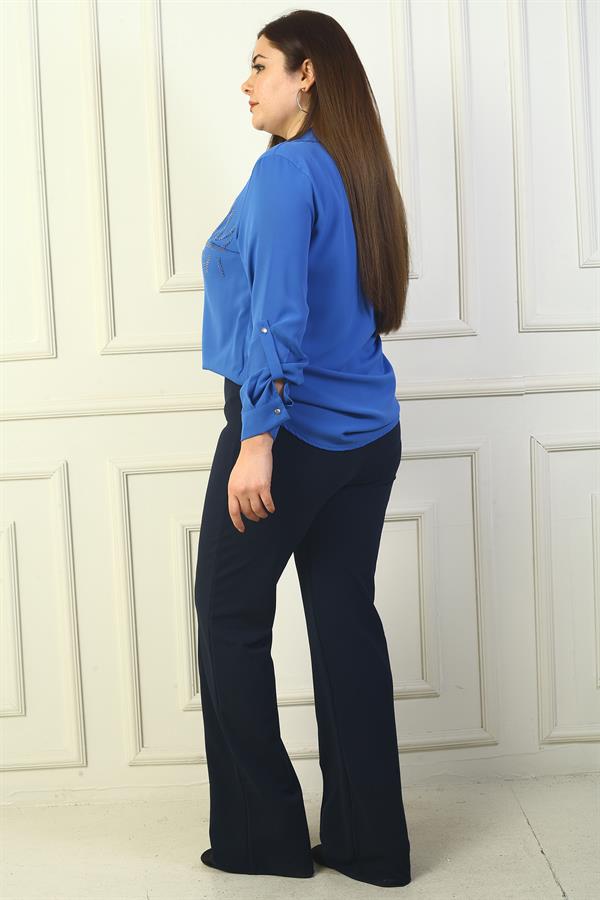 Pantalon palazzo grande taille pour femme avec taille élastique