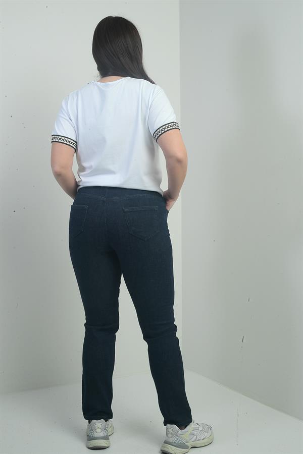 Jean taille haute à jambes droites en lycra pour femme, grandes tailles