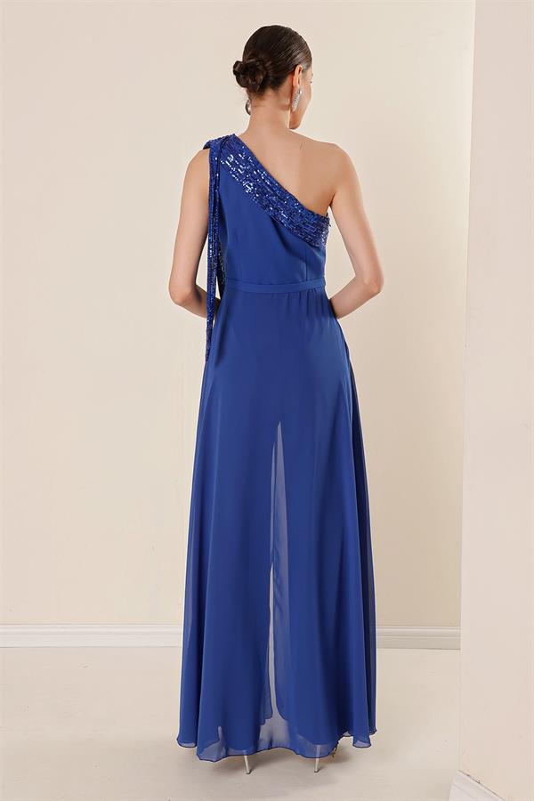 Pulpayet Yaka Tek Omuzlu Üstü Şifon Krep Tulum