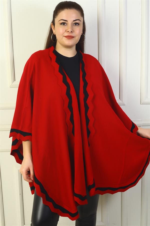 Poncho en acrylique grande taille à rayures découpées au laser pour femme