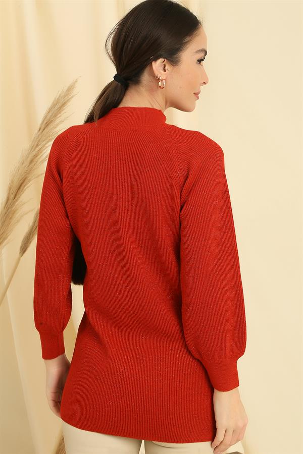 Pull tunique de sport à col bas et motif tricoté