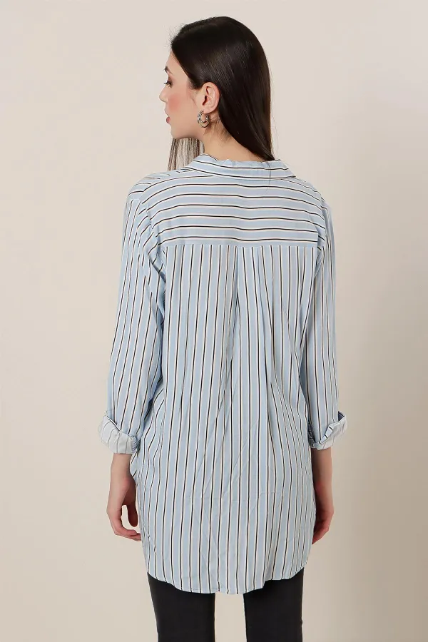 Oversized Shirt with Vertical Stripes