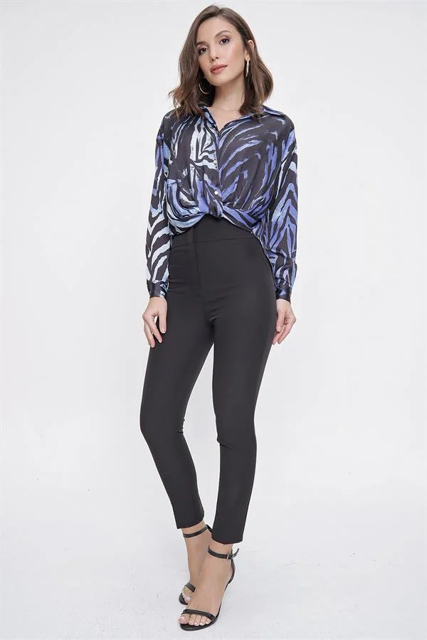 Yüksek Bel Dar Paça En Boy Likra Pantolon