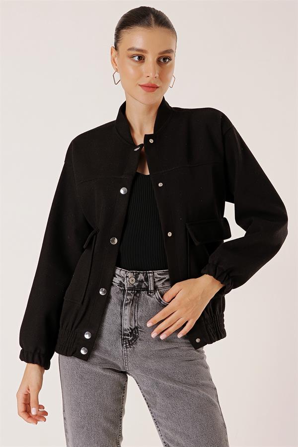 Blouson aviateur à taille élastiquée et poches plaquées