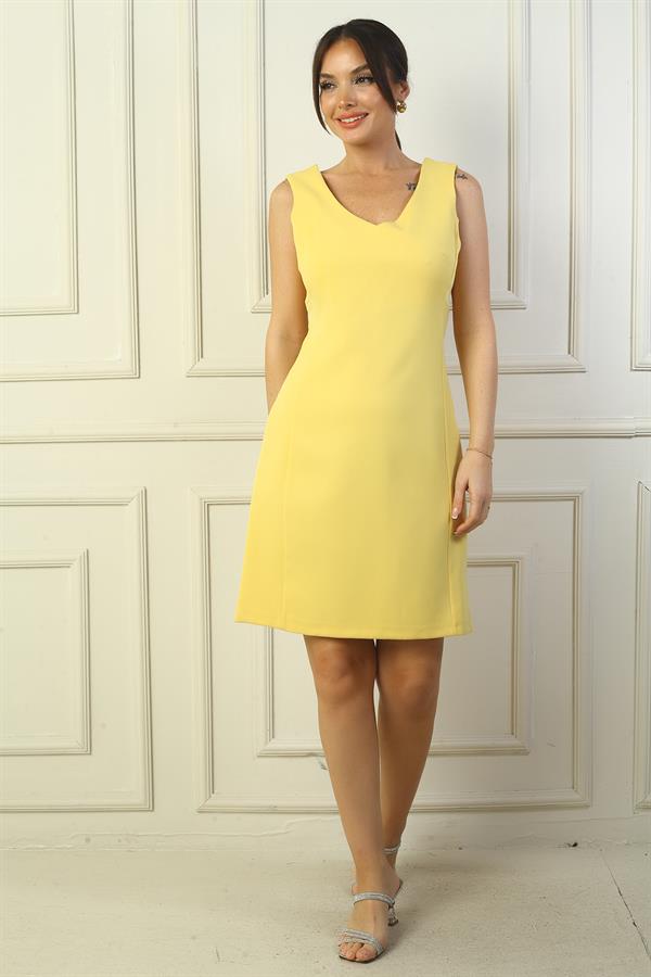 V Yaka Klasik Kısap Elbise