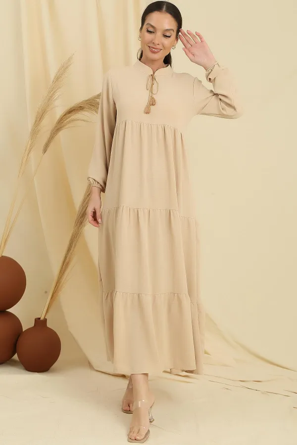 Robe longue hijab avec col en dentelle