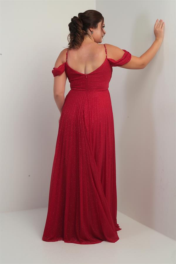 Women's Stone Embellished Strapless Neckline Strappy Off-Shoulder Glittery Long BB Dress