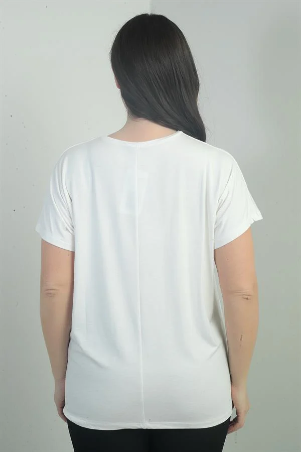 Blouse BB à imprimé pierre sur les épaules, col rond et manches chauve-souris pour femme