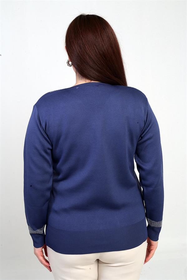 Chemisier grande taille à col en V pour femme, orné de paillettes