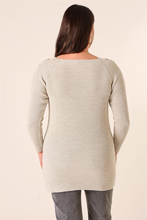 Pull tunique sport grande taille à épaules dénudées
