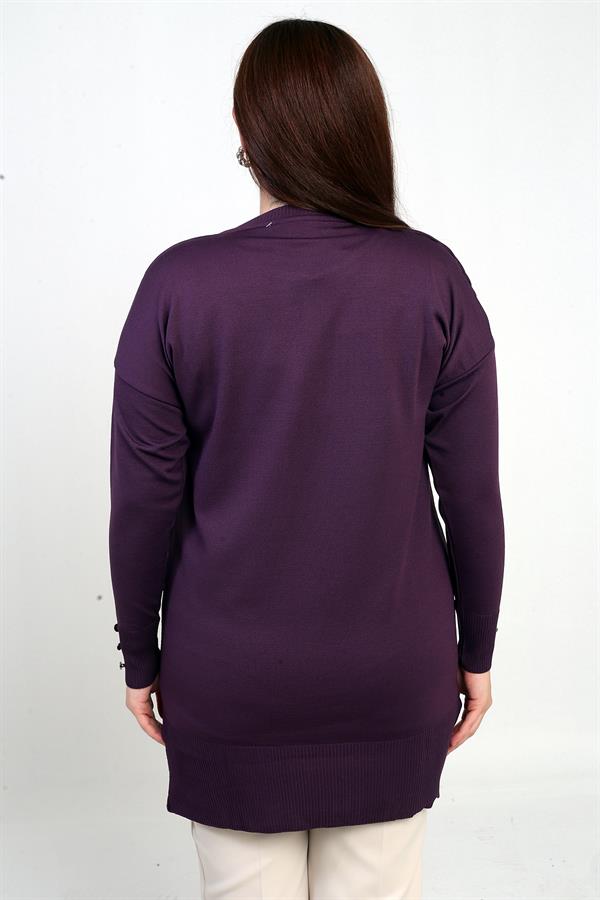 Blouse tunique grande taille pour femme avec détails de boutons sur les manches