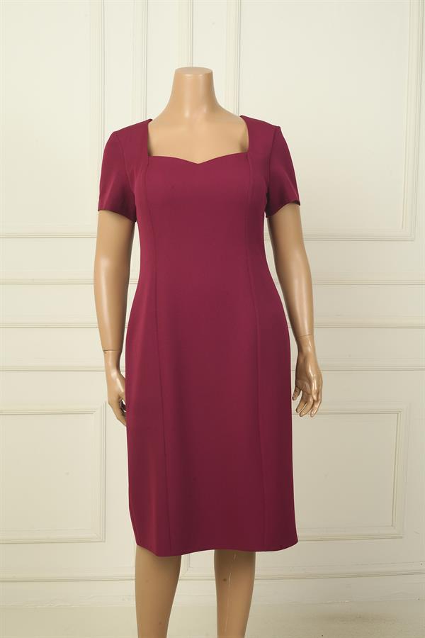 Kadın Yarım Kollu Astarlı Büyük Beden Krep Elbise
