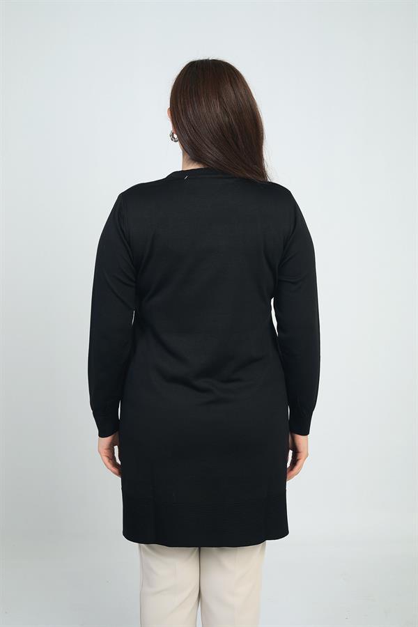 Blouse tunique tricotée grande taille pour femme, avec boutons et fentes latérales