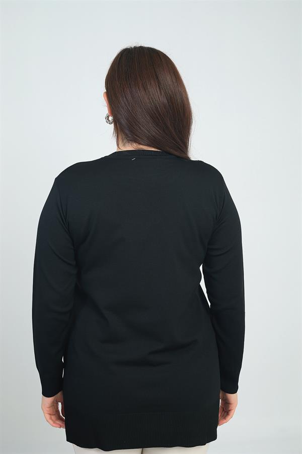 Kadın Tek Taraf Saç Örgülü Büyük Beden Likralı Tunik Bluz