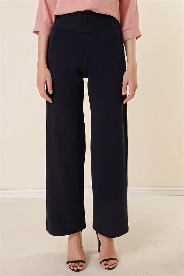 Beli Korsajlı Cepli Örme Krep Palazzo Pantolon