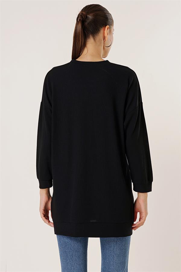 Yanları Yırtmaçlı Örme Tunik Bluz